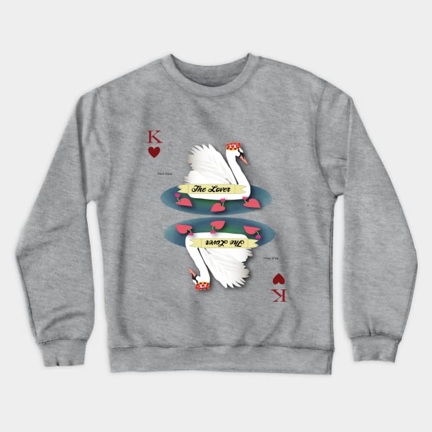 Swan King of Hearts Crewneck Sweatshirt by Deborah Goschy